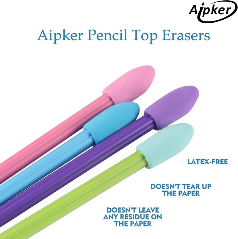 Aipker Pencil Erasers, Pencil Eraser Toppers, Cap Erasers, Pencil Top Erasers for Kids, Pencil Top Erasers Bulk (80Pcs/Box) - Image 2